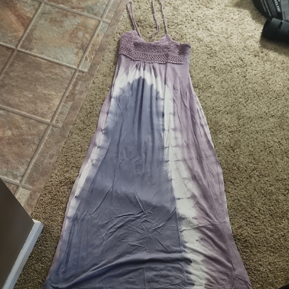 Anama Lavender Crochet-Trim Maxi Dress